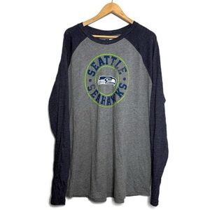 NFL Seattle Seahawks Long Sleeve T-shirt Gray And Navy Men’s Size 2XL